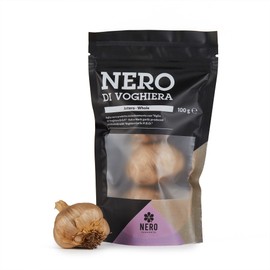 NERO FERMENTO NV Schwarzer Knoblauch, hergestellt mit Knoblauch von Voghiera D.O.P. 100 gr (3-4 Zwiebeln), Made in Italy, ohne Konservierungsstoffe, Ideal für rohe Salate oder kalte Nudeln