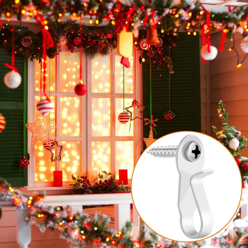 HiGift 36 Pack Light Hanger Hooks, White Stainless Steel Screw
