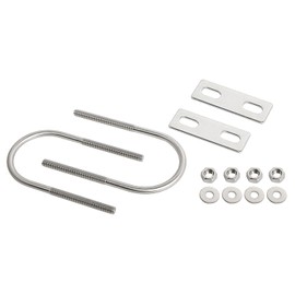 Universal U-Bolt 50 mm (1.97") Inside Width 304 Stainless Steel Silver M6 Self Locking Nylon Insert Hex Nut Flat Washer Lock Plate 12 pieces for Automotive, Boat, Plumbing, Home and Industrial Use