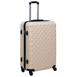Udorich Hardcase Trolley with Security Lock and Internal Straps, Durable ABS Material, Comfortable Travel Experience, Gold Color