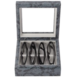 OYOBox Mini Exotic Print Luxury Eyewear Organizer, Wood Display Box for Glasses + Sunglasses (Blue Snake)
