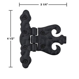 Renovators Supply Manufacturing Black Cabinet Door Hinge With Hardware 4.5 In. Rust Resistant Wrought Iron Flush Mount Hinge For Cabinets