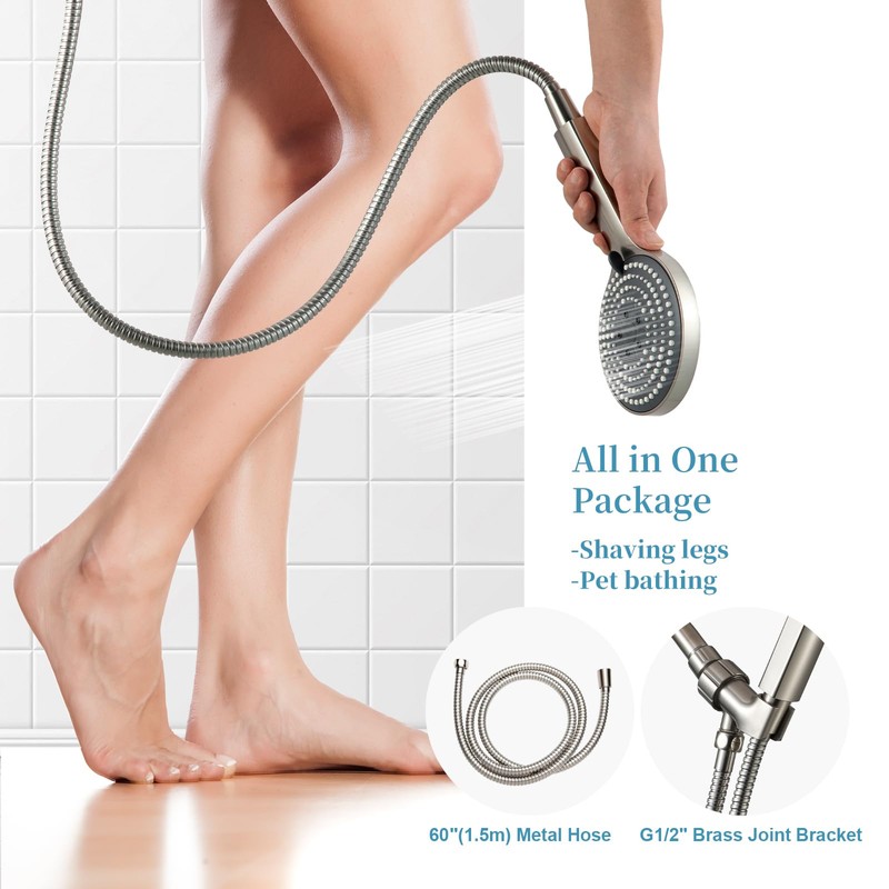 OFFO Handheld Shower Head Set, 6-Mode Brushed Nickel High Pressure