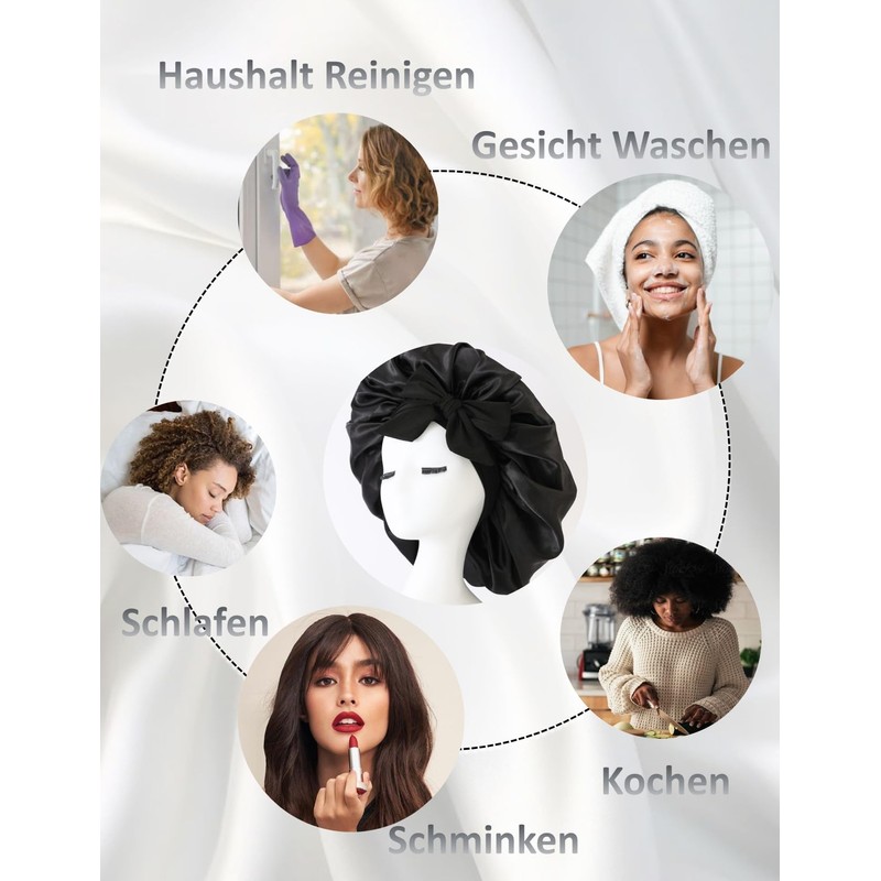 Weardear Satin Bonnet Silk Hood for Sleeping, Breathable Night Sleep