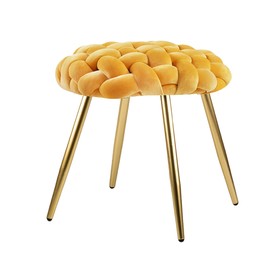 GIA Home Furniture Series Velvet Cross Woven Accent Stool, Sunflower Yellow, Qty of 1