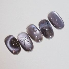 Dawn Dew Handmade Nail Tip Magnetic Water Drop Emboss Nail - Almond Long / 새벽이슬 수제네일팁 자석 물방울엠보 네일 - 아몬드롱