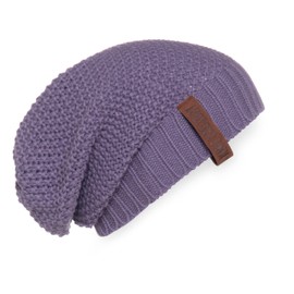 KNIT FACTORY - Coco hat - knitted winter hat with wool for men and women - slouch beanie - high quality, Purple,