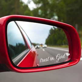 3X Trust in God Rearview Mirror Sticker, Rearview Mirror Decal, Christian Stickers for Women, Vanity Mirror Stickers, Car Decals for Women, Affirmation Stickers, Car Decal Stickers (White)