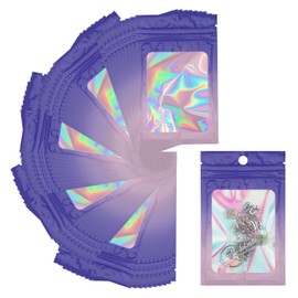 Svaldo - Bolsas holográficas pequeñas, paquete de 100 unidades, color rosa morado, paquete de pulseras de joyería, embalaje de caramelos, almacenamiento de alimentos, 2.5 x 3.5 pulgadas, 3 mil