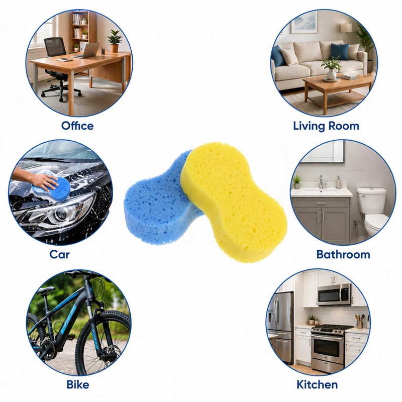 4 Pieces Large Sponges for Cleaning Thick Foam Scrubber Kit