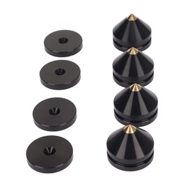 Präzisionsschallkontrolle, Rauschreduktionstechnologie, 4pcs Isolation Feet Pads Kit für den Verstärker des Lautsprecher Players, Aluminiumlegierungskonstruktion (BLACK)