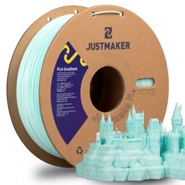JUSTMAKER Gradient PLA 3D Printer Filament, Upgrade Cardboard Spool, Slightly Matte Surface Filament, Dimensional Accuracy +/-0.03mm, 1.75mm, 1kg, Baby Blue/White