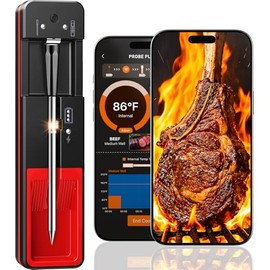 Termómetro digital inalámbrico inteligente Bluetooth para carne, 6 sensores de precisión, termómetro de alimentos de lectura instantánea 0.5S, base de