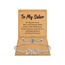 BAYLAY Sister Birthday Gifts, Mothers Gifts for Sister Bracelet Infinity Bracelets for Women 18K Plated Silver Infinity Bracelet Cute CZ Bracelets for Women Jewelry