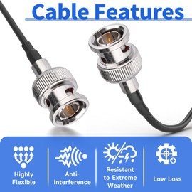Superbat SDI Cable 3G/HD BNC RG179 Cable 60 cm (Black) SDI Video Cable 75 Ohm Male to Male Coaxial Cable 2 Pieces for Camera Monitor SDI Converter Video Equipment 3G-SDI/HD-SDI/4K/8K