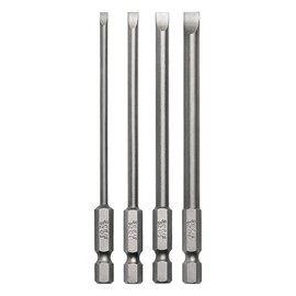 4 Pcs Flat Head Screwdriver Bit Set Slotted Screwdrivers Bits Magnetic 3mm 4mm 5mm 6mm 1/4 Inch Hex Shank 100mm Long
