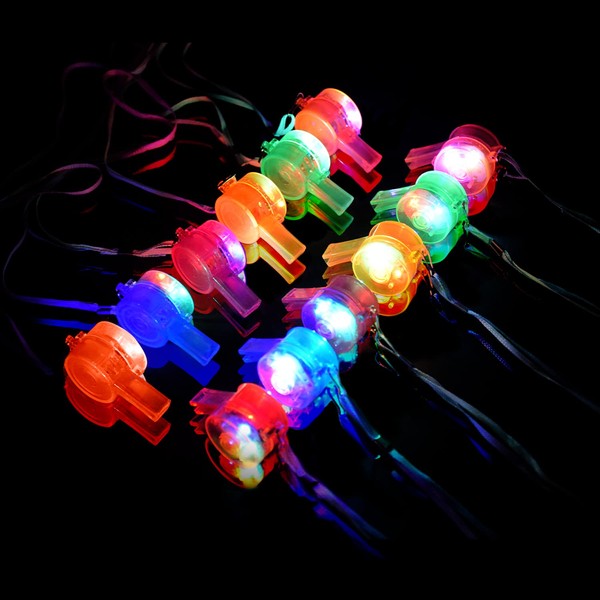 M.best 12 Pack LED Light Up Glow Whistles with Lanyard