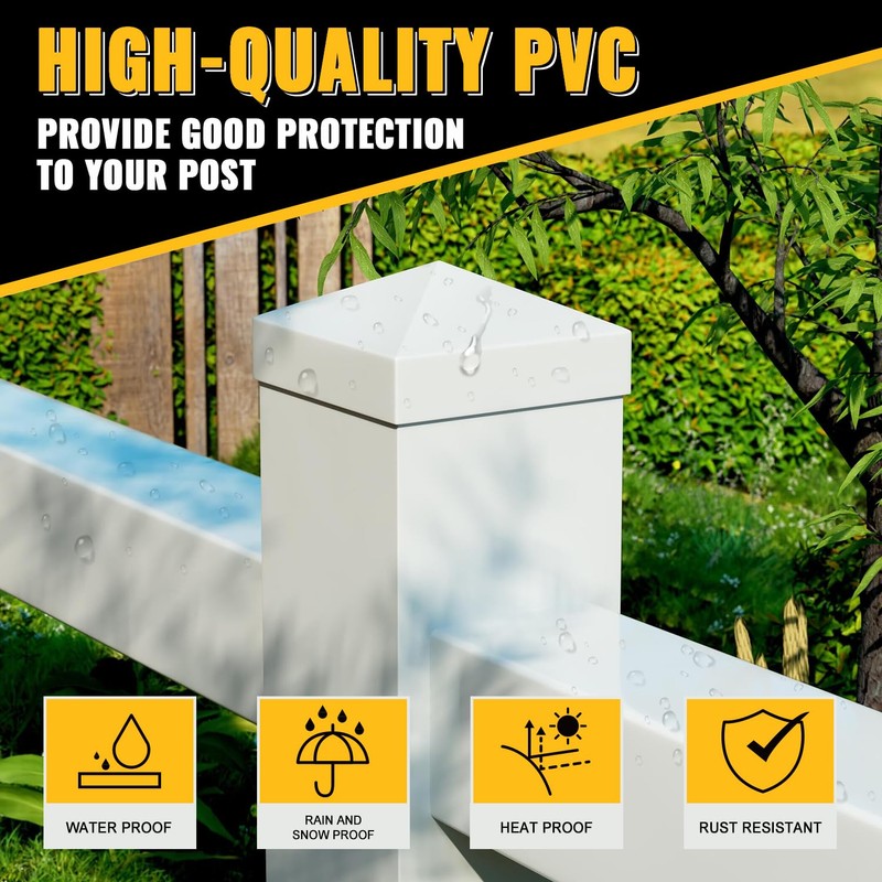 VIVIDA 4" x 4" Fence Post Caps, Pyramid PVC Vinyl