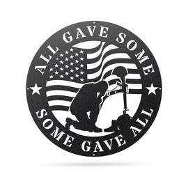 RealSteel All Gave Some, Some Gave All Metal Memorial Sign – Patriotic Military Tribute Wall Art – Veteran Remembrance Décor (B-18)