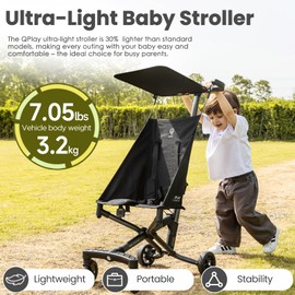 Ultra Lightweight Travel Stroller for Baby Aged 6-36 Months, Small Compact Folding Stroller with Backpack & Sun Visor for Kids Ages 1 to 3 Years Old - Fits Airplane Easy Carry and Storage
