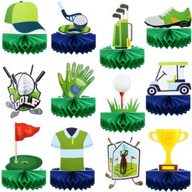 Teling 12 Decoraciones para Fiestas de Golf Centros de Mesa de Panal de Golf Centros de Mesa para Fiestas de Golf Adorno para Tarta de Golf Suministros para Fiestas de Golf para Cumpleaños 12 Estilos