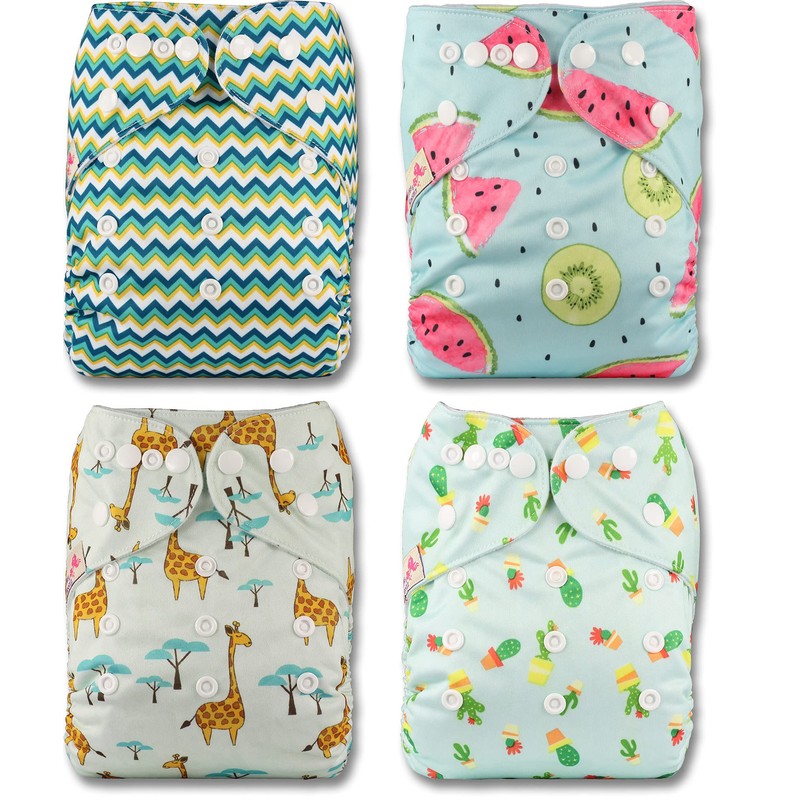 Littles and Bloomz FLP2-0401 Reusable Nappy Standard Popper, 4 Nappies