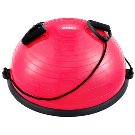 ZELUS Balance Ball Trainer with Resistance Bands and Foot Pump, Inflatable Yoga Ball for Home Gym Workouts, 23 Inch Exercise Half Ball for Balance Training Core Strength Fitness More, 330lb Cap