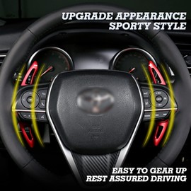 x xotic tech Red Aluminum Paddle Shifter Extensions Interior Shift Cover Trim Compatible with Toyota Camry 2018-up, RAV4 2019-up, Avalon 2019-up, Corolla 2019-up (Not for GR)