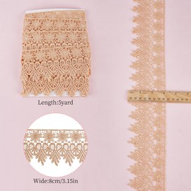 letsinstyle 5 Yards Gold Lace Trim, Vintage Lace Ribbon, Embroidered Edge Trimming Embroidery Sewing Ribbons Crochet Fringe Trim for Crafts Item Wrapping, Bridal Wedding Decoration