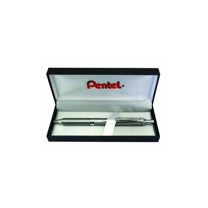 Pentel BL407P-BOX EnerGel Liquid-Gel-Roller Sterling with Silver Case, Stroke Width