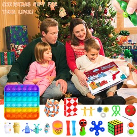 Fidget Toys Advent Calendar, Christmas Countdown Calendar, 2024 Poppet Fidget Toy Pack, Stress Relief Sensory Toys Set for Kids and Adults (Style A)