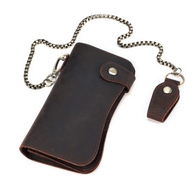 JOYIR Vintage Genuine Leather Biker Wallets for Men with Chain,RFID Blocking Long Wallets for Money, Credit Cards