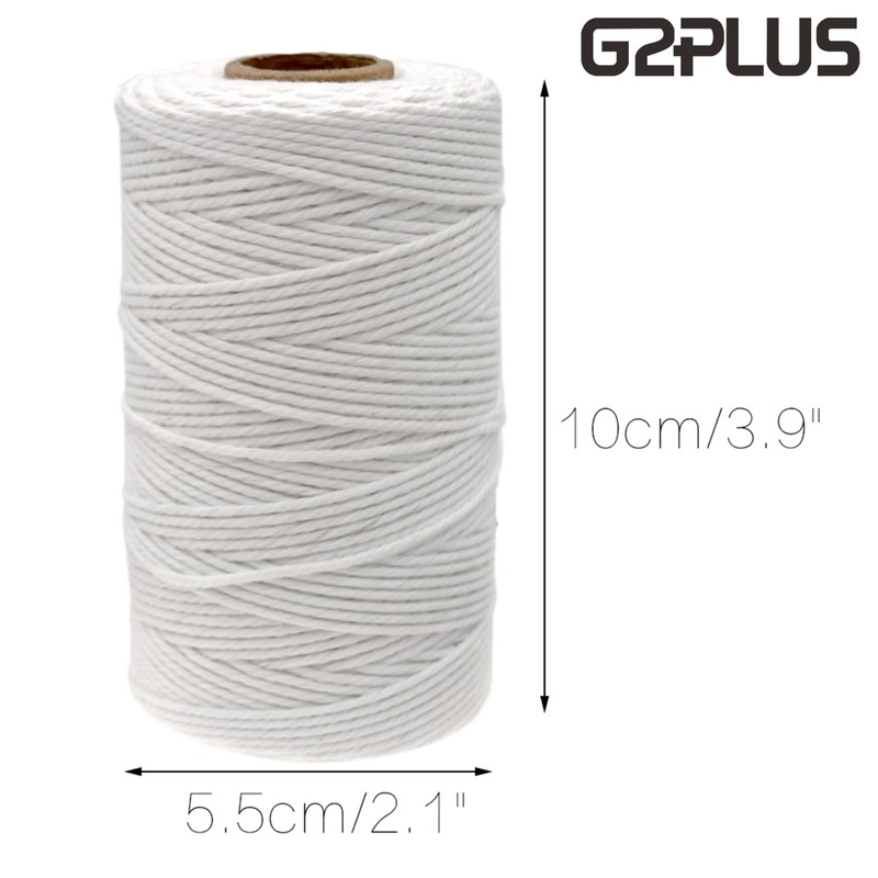 G2PLUS White String, Cotton Bakers Twine, 328 Feet 2MM Natural