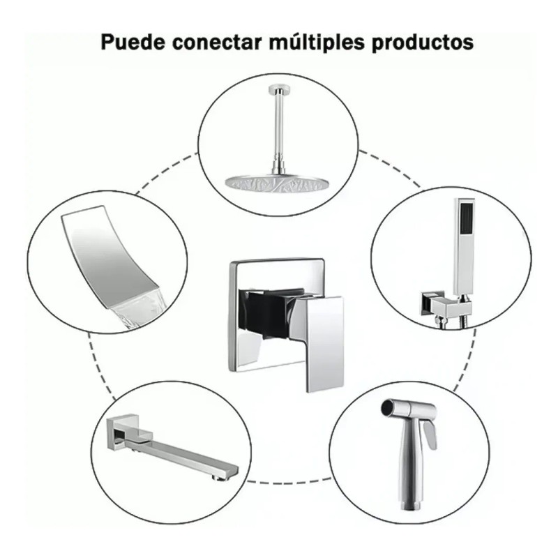 Regadera Latón Cromado Mezcladora De Baño/llave Monomando P Plateado