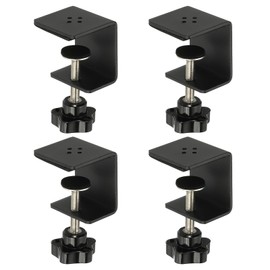 PATIKIL C Clamps, Pack of 4 Heavy Duty Metal Black Desk Clamps, Adjustable Mounting Table Clamp with Protective Pad for Attaching Acrylic Glass and Plastic Panels, Black