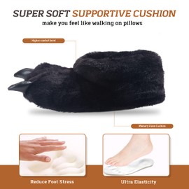 Komyufa Animal Paw Slippers Plush Warm Home Closed Back Shoes Fluffy Funny Furry Claw for Kids Boys Girls Adults Women Cosplay Holiday Indoor Winter