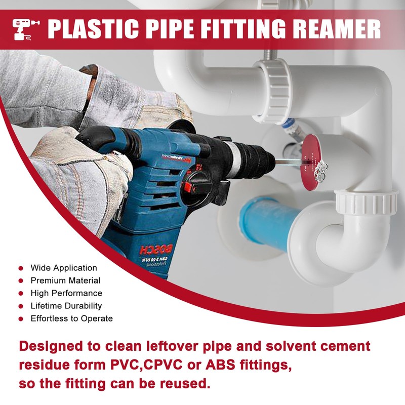 8Pcs PVC Pipe Reamer, Plastic PVC Pipe Fitting Reamer Plumbing