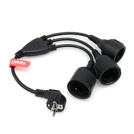 DRRI Schuko CEE 7/7 Male to 3 Way Schuko CEE 7/7 Female 3 in 1 Extension Power Cords for PDU UPS Computers