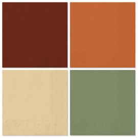 Whaline 80 Pcs Fall Paper Napkin Dark Boho 4 Color Disposable Luncheon Napkins Decorative Dinner Napkin for Autumn Thanksgiving Home Kitchen Restaurant