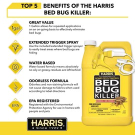 HARRIS Bed Bug Killer, Liquid Spray with Odorless and Non-Staining Formula (Gallon)