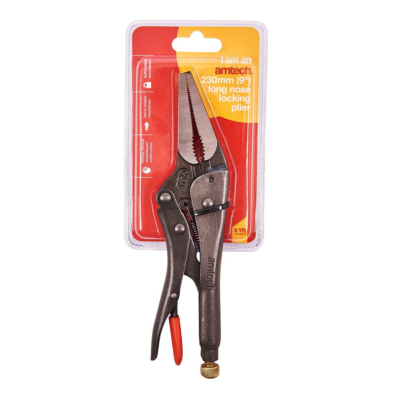 Amtech C1525 230mm (9") Long Nose Locking Pliers