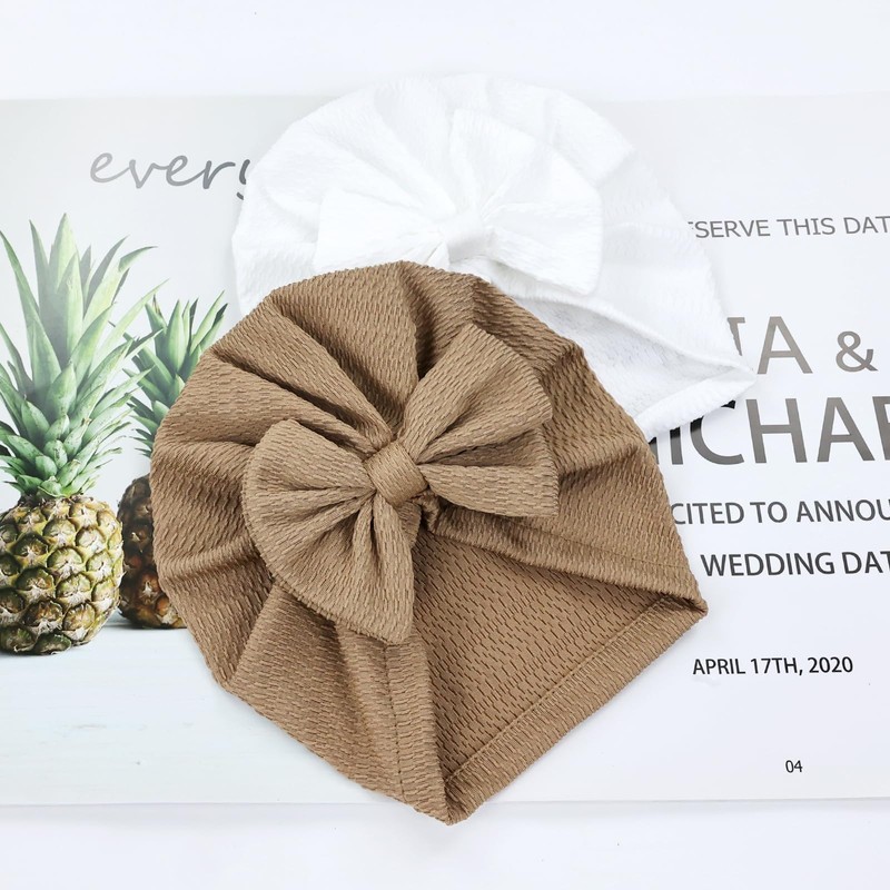 Cinaci 6 Pieces Super Soft Turban Hats with Bow Newborn