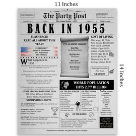 70th Birthday Party Decorations Poster - 70 Years Ago Anniversary Card for Women and Men. Back In 1955 Home Decor Supplies for Her or Him Turning 70 Years Old. 11 x 14 In Birthday Retro Card
