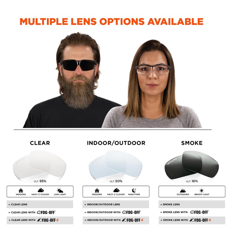 Ergodyne Skullerz Dellenger Anti Scratch Safety Glasses with Adjustable Temples,