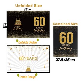 BOFUNX BOFUNX 60. Geburtstagskarte Groß Happy Birthday Grußkarte Geburtstag Glückwunschkarte Gästebuch Gastposter für Männer Frauen Geburtstag Partydeko