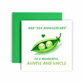 Huxters Anniversary Card for Auntie and Uncle Ha-Pea Wedding Anniversary Happy Love ever after - 14.8cm (Auntie and Uncle Pea)
