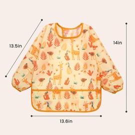 Tuocal 5 Pack Long Sleeve Bibs Waterproof Baby Bibs Coverall Bibs for Baby Feeding, Weaning Bib with Sleeves for Toddler Baby 0-24 Months