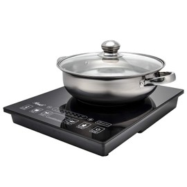 Rosewill Induction Cooker 1800 Watt, 5 Pre-Programmed Induction Cooktop, Electric Burner with Stainless Steel Pot 10" 3.5 QT 18-8, RHAI-15001