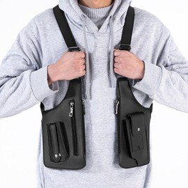 Bolso de Hombro Doble para Axilas, Mochila de Cuero PU para Debajo Del Brazo con Múltiples Bolsillos y Correas de Hombro Ajustables para Deportes Al Aire Libre para Hombres y Mujeres