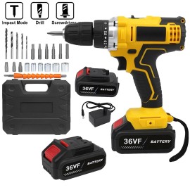 Unbranded 21v Cordless Drill Set -2 Rechargeable Batteries,Bit Set,flex Shaft,carry Case
